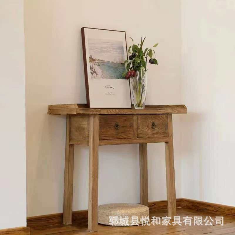 中式老榆木案几复古玄关置物柜落地靠墙高脚桌佛台桌家用摆供桌
