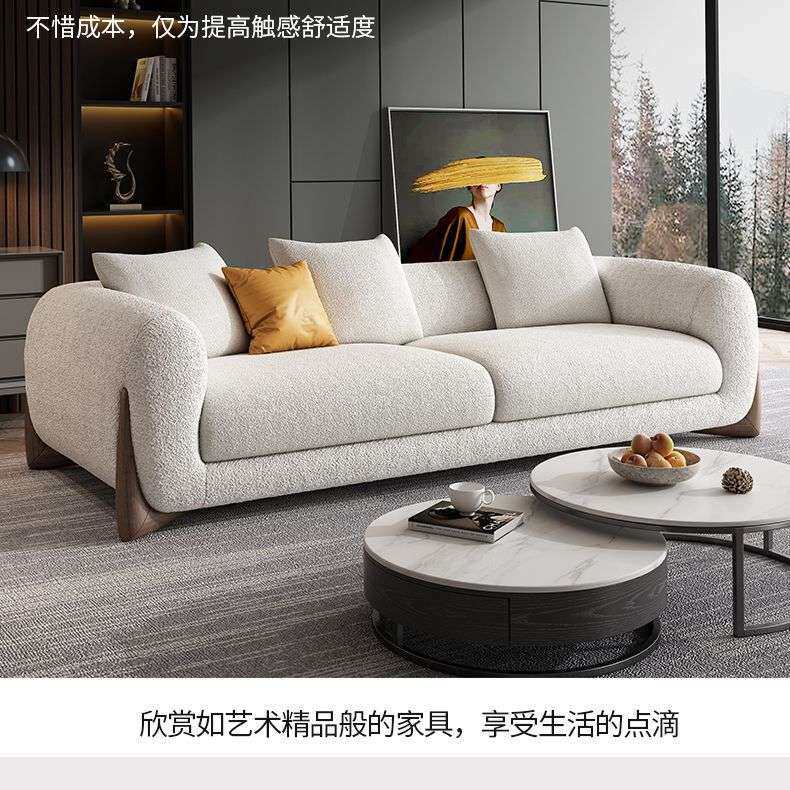 简约意式布艺沙发现代客厅组合极法式直排奶油实木小户型沙发