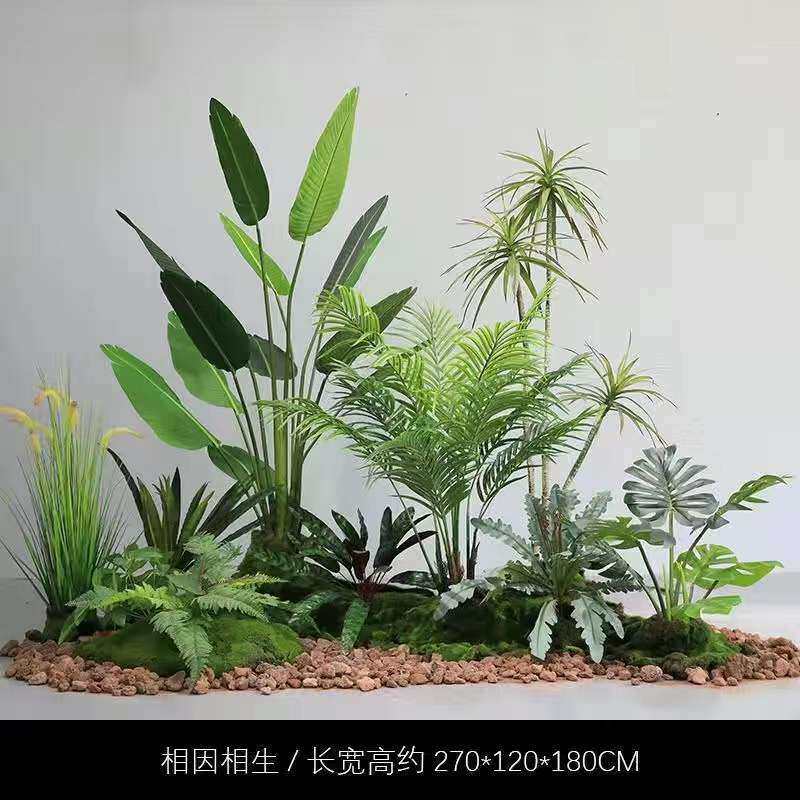 真绿植造景盆栽摆件装饰办公室内外楼梯角落假植物仿真花高仿真