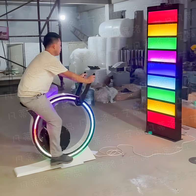 儿童脚踩发光单车生产厂家公园景区活动引流装饰互动装置迷你单车