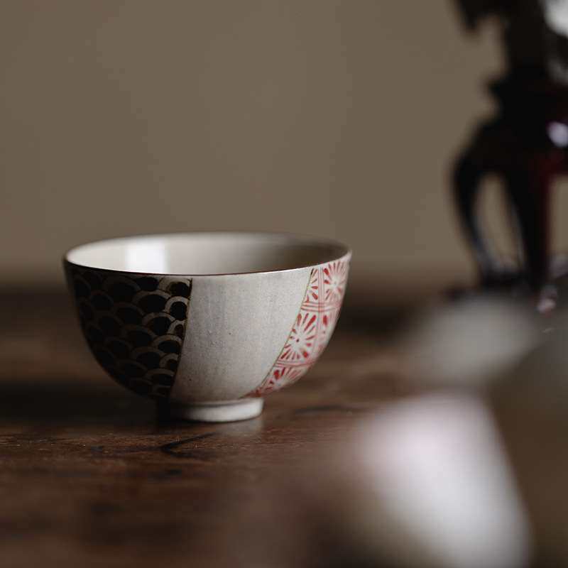 梵汝纯手绘两端花纹释寂主人杯景德镇陶瓷茶具盖碗茶杯品茗个人杯