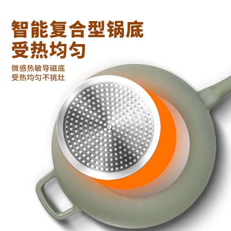 家用厨房无涂层锅多功能陶土锅不粘锅微压锅带蒸笼炒菜锅燃电通用