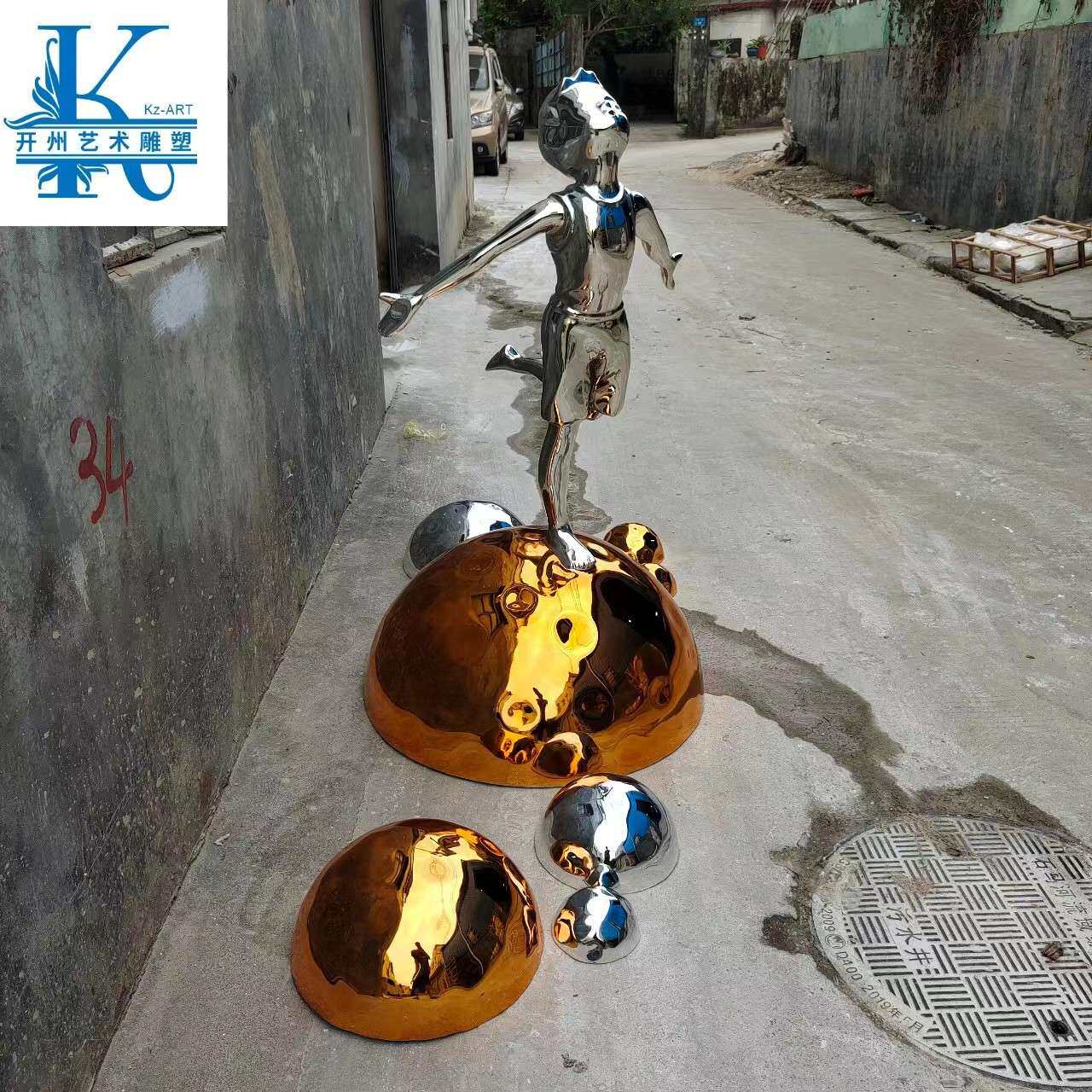 简约人物雕塑酒店楼盘软装样板间小孩艺术玻璃钢落地摆件美陈装饰