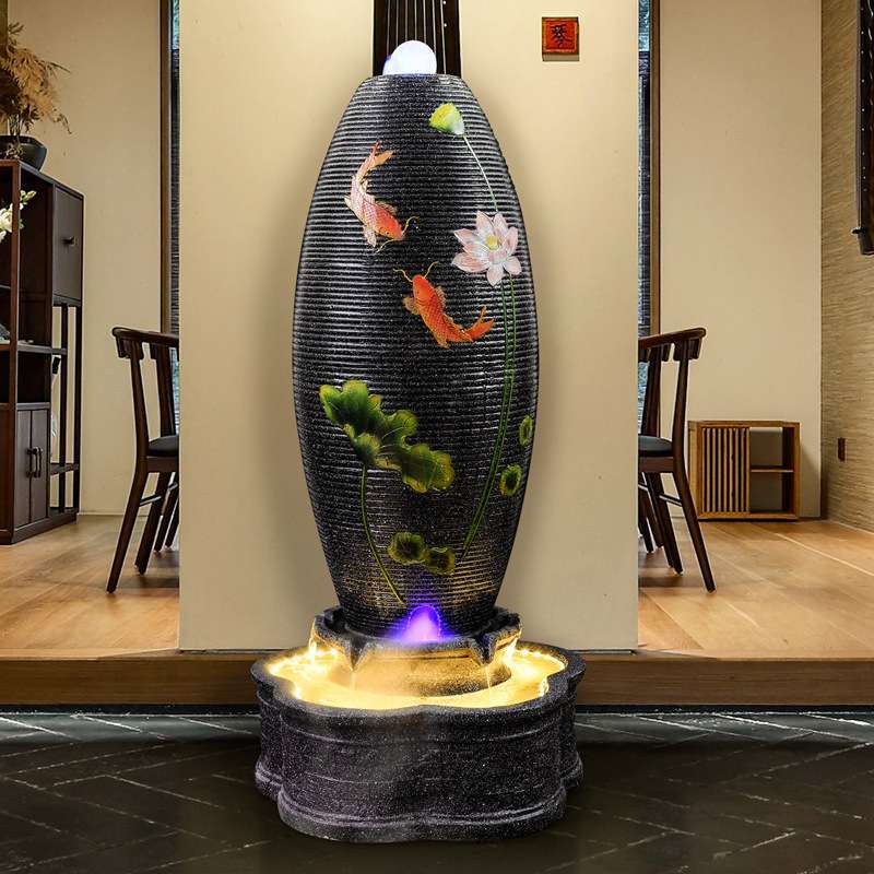 欧式流水摆件财蛋喷泉水景客厅装饰落地办公室福蛋加湿器风水轮