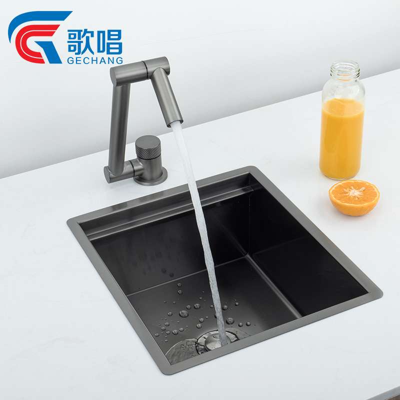歌唱吧台水槽餐边柜迷你小单槽水池中岛台隐形隐藏式带盖不锈钢