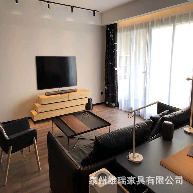 现代简约客厅沙发茶几长方形家用民宿铁艺轻奢工业风极简边几组合