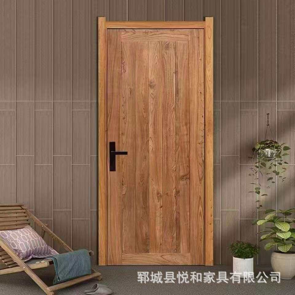 老榆木复古单开门家用卧室平开门新中式仿古民宿客栈木门室内套门