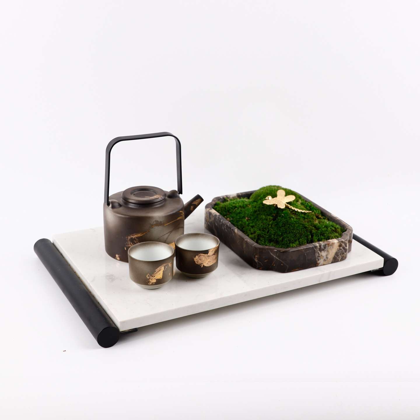 现代简约茶几桌面艺术托盘样板间酒店高档饰品设计师搭配软装摆件