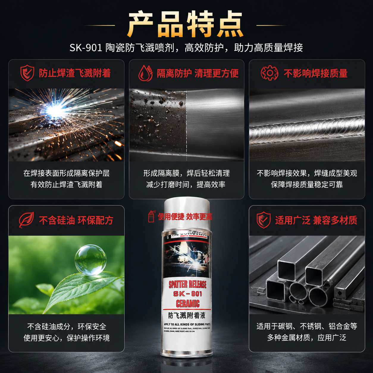 电焊防飞溅液陶瓷型焊接防堵剂二保焊防飞溅焊渣附着液焊嘴防堵液