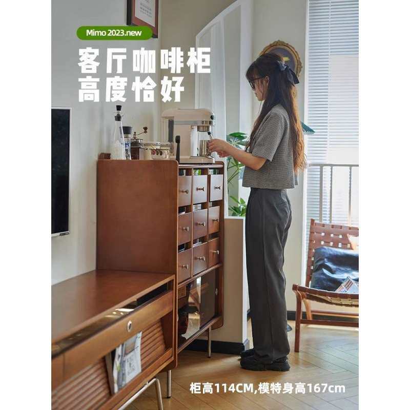 北欧实木斗柜小户型家用中古餐边柜收纳储物柜客厅卧室复古卡门柜