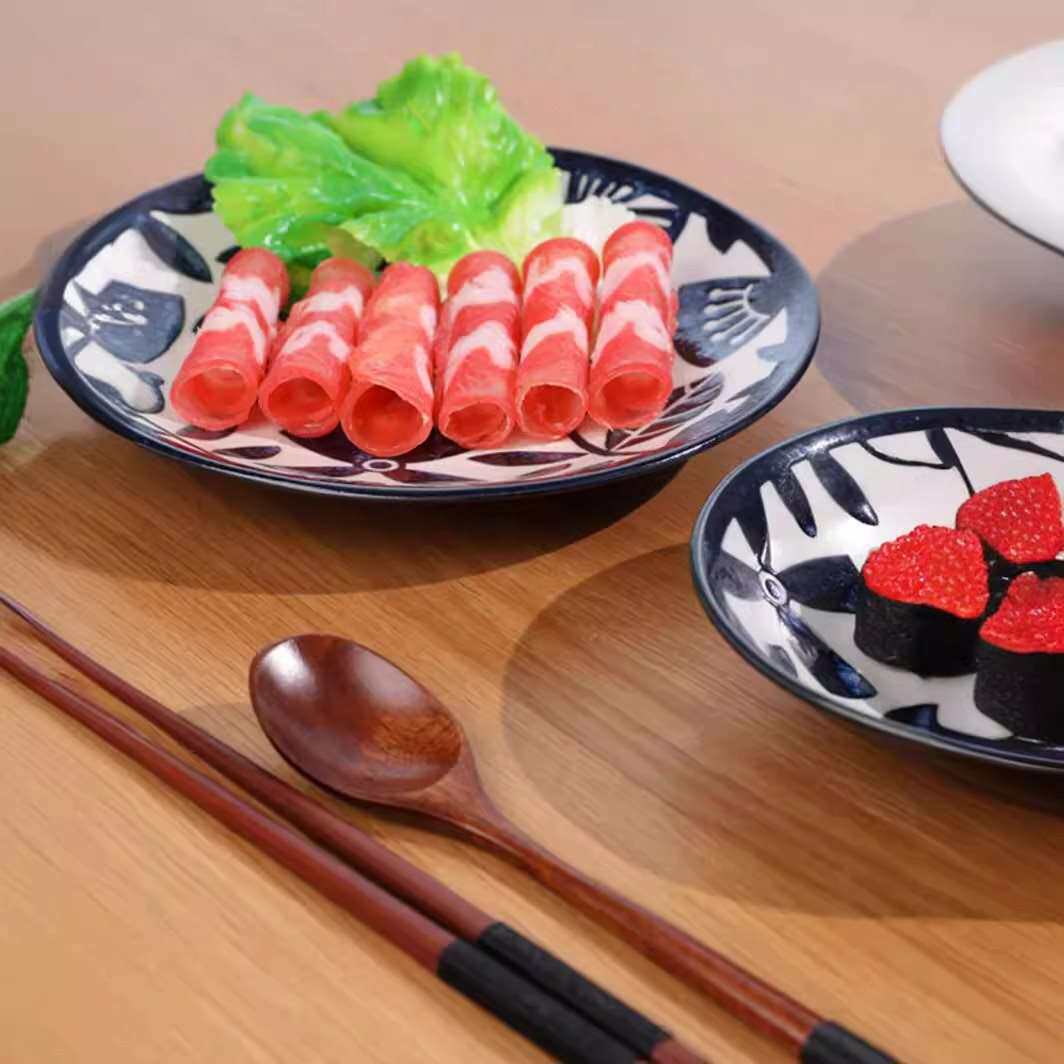 幸运草釉下彩轻量陶瓷餐具家用 菜碟盘子平盘菜盘
