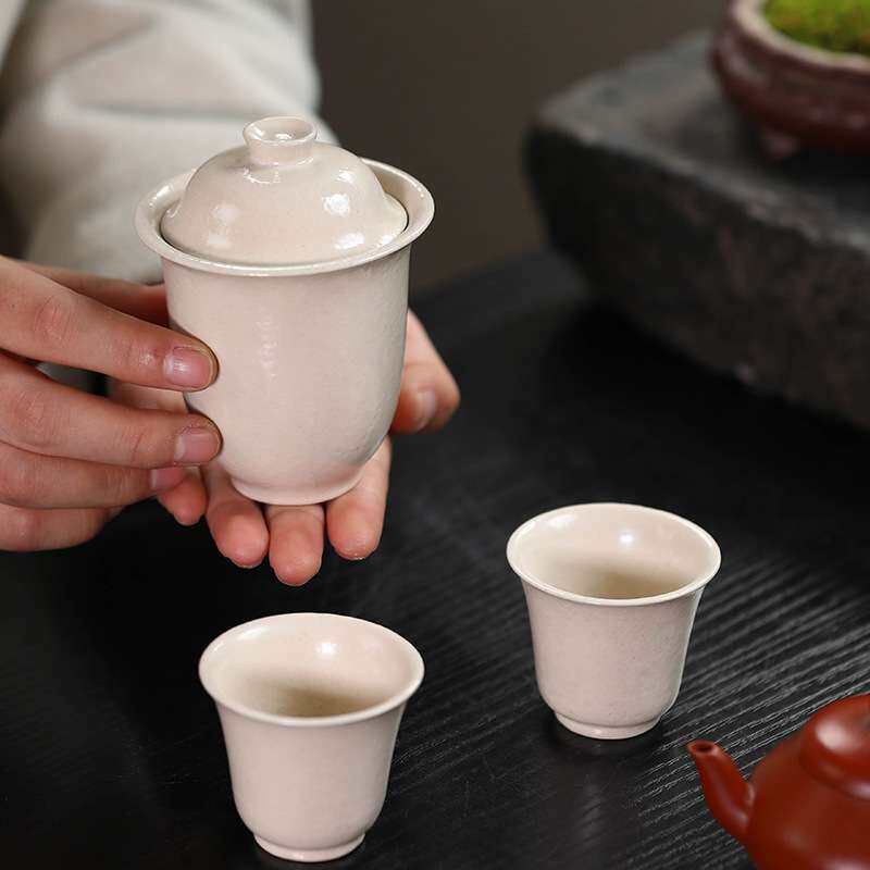 宜兴紫砂壶茶杯冰裂釉盖碗主人杯品茗杯茶盏分茶器陶瓷茶具套装