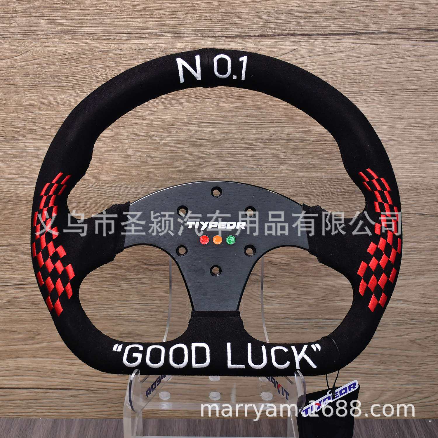 汽车改装方向盘D字 14寸翻毛皮NO GOOD磨砂赛车竞技越野方向盘