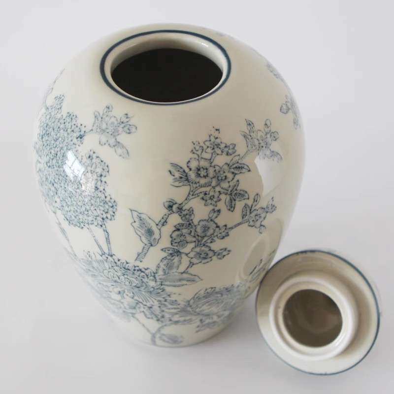 复古花卉新中式青花瓷陶瓷摆件插花居家花瓶餐桌客厅花瓶小罐子