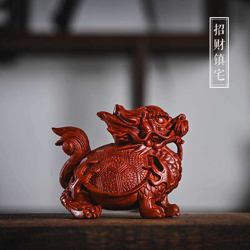 血檀木龙龟小摆件实木雕刻工艺品把玩中式木手把件家居装饰