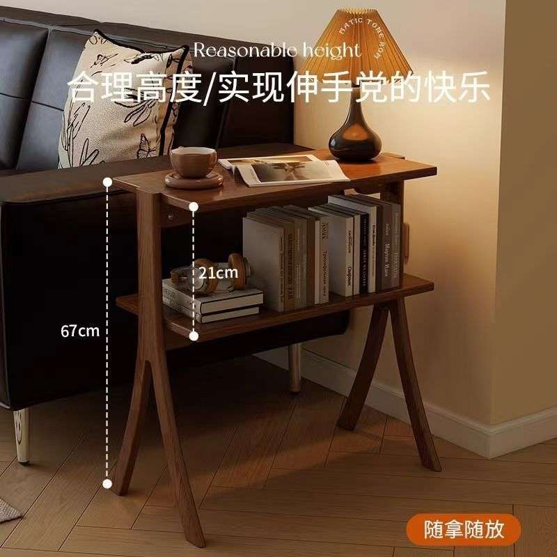 中古双层边几家用客厅沙发置物架人字书架玄关入户收纳家边柜木制
