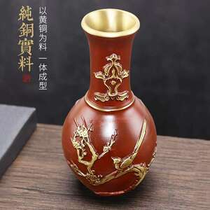 森舍纯铜花瓶家用室内客厅电视柜干花插花家居中式仿古工艺品摆件