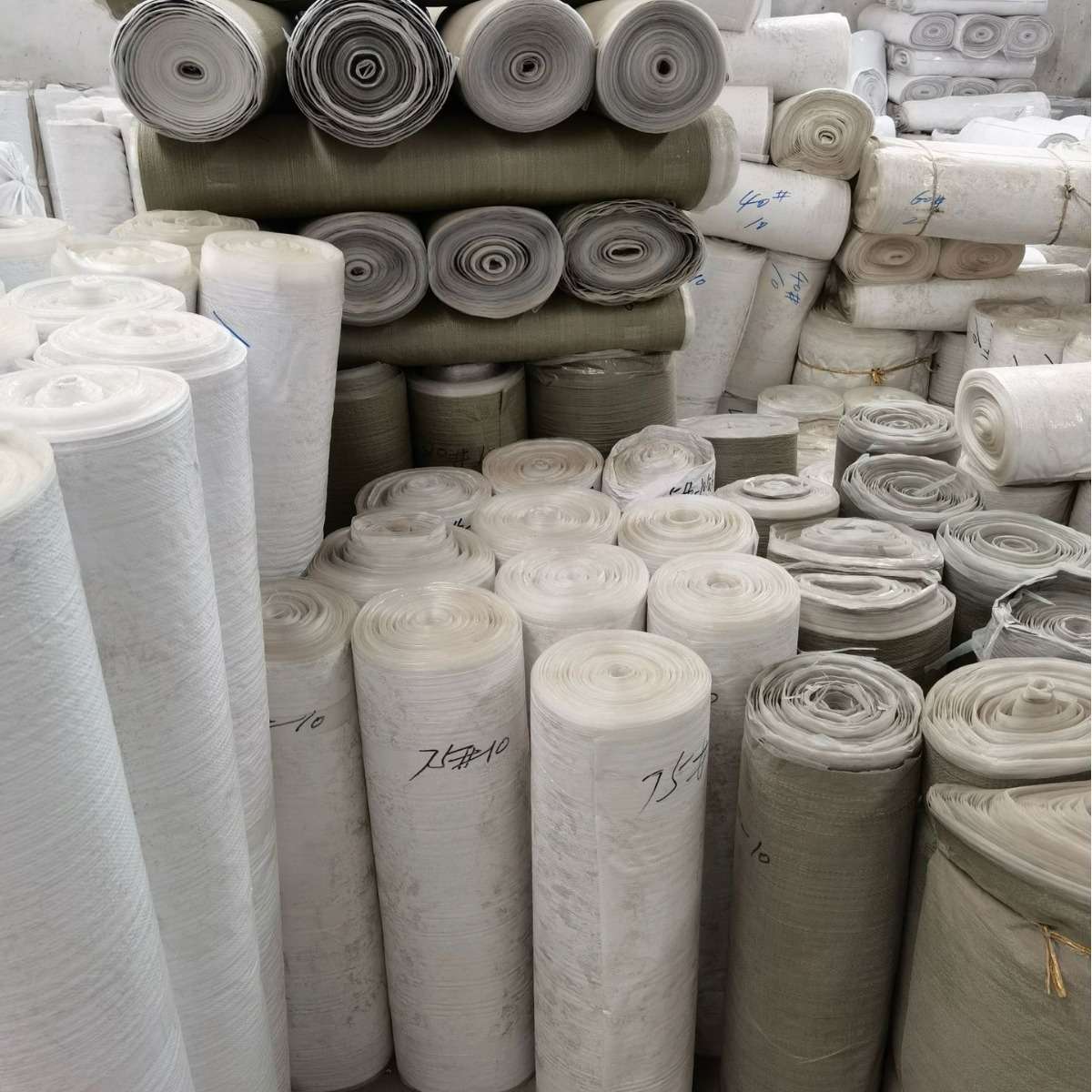 灰色蛇皮袋编织布卷 筒料筒布白色单层缠绕卷覆膜缠绕带半成品