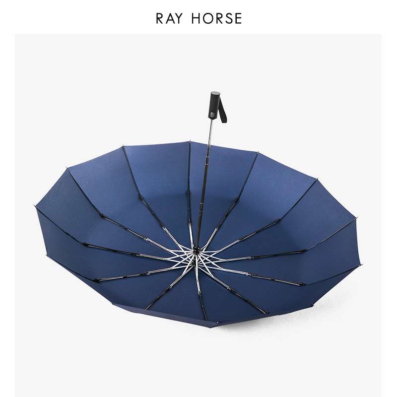 RAY HORSE三折男士商务自动伞12骨125cm加大伞面双人晴雨伞