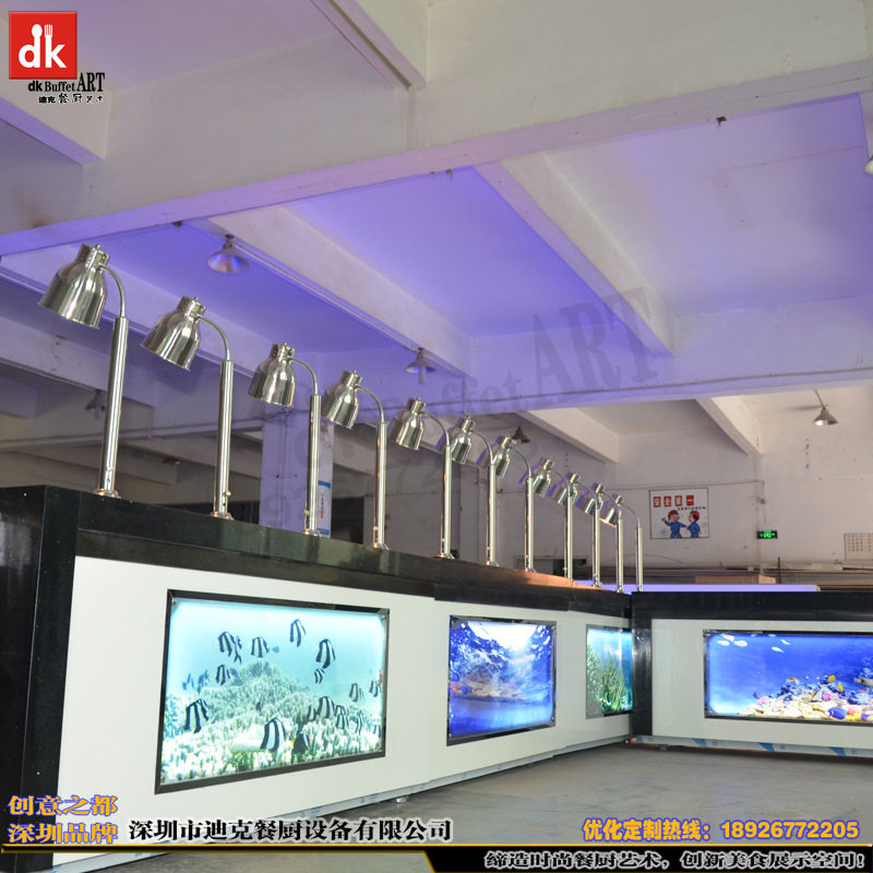 酒店双层自助餐台设计制作 移动布菲台沙拉台 不锈钢自助餐台图片