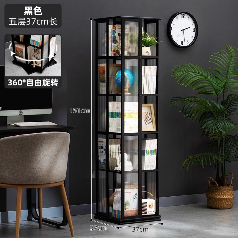 旋转书架落地置物架书柜子家用储物柜儿童客厅简易.实木展示架