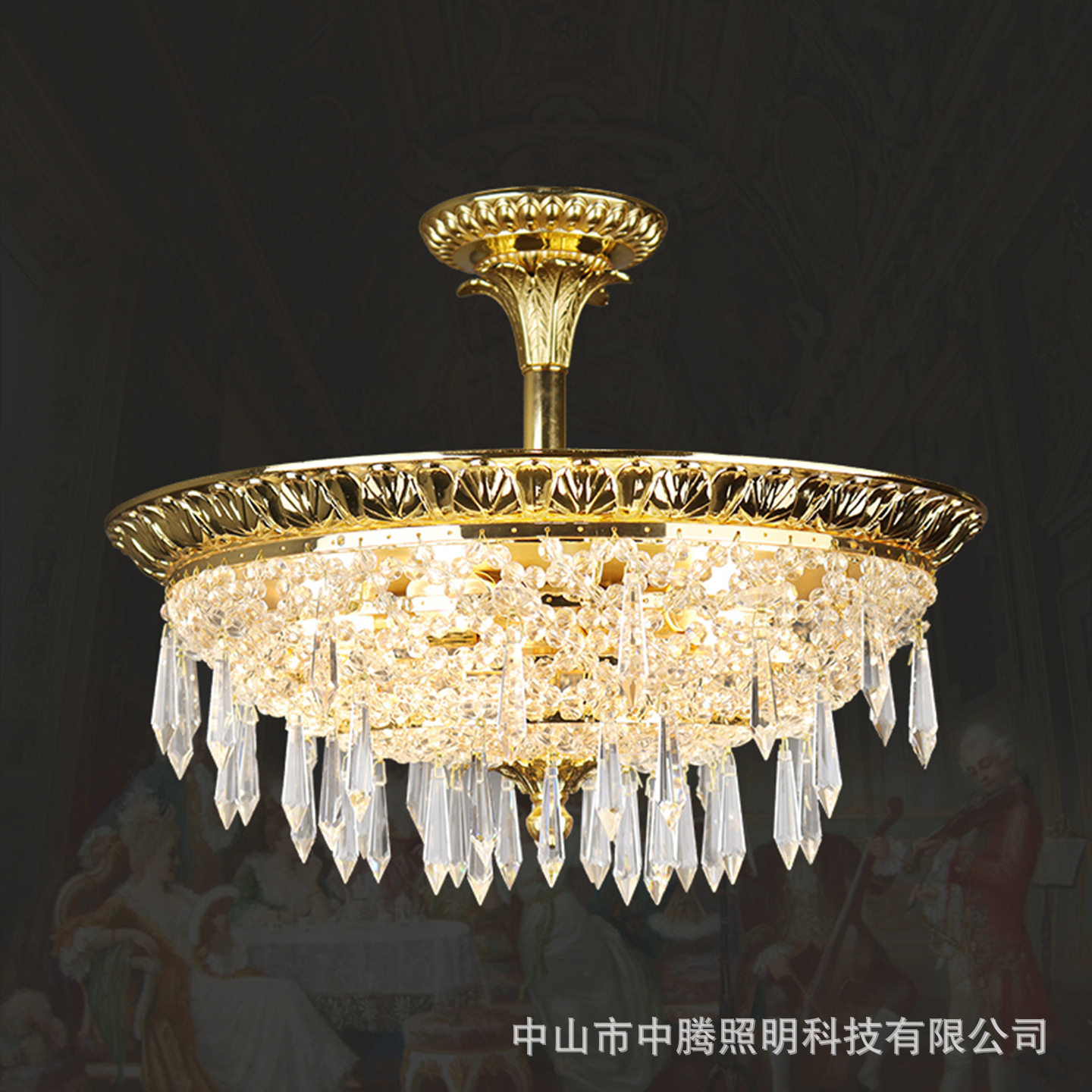 法苑全铜水晶复古奢华吸顶灯