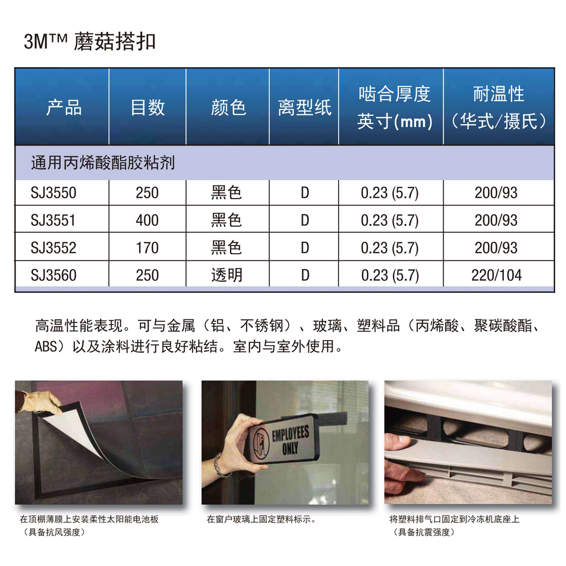 3MSJ3550CF背胶蘑菇头搭扣SJ3560高粘扣3m魔术贴胶带高粘度专用