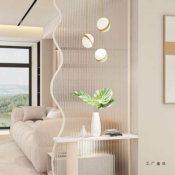 奶油风玻璃隔断客厅沙发遮挡入户玄关创意屏风卫生间浴室玻璃隔断