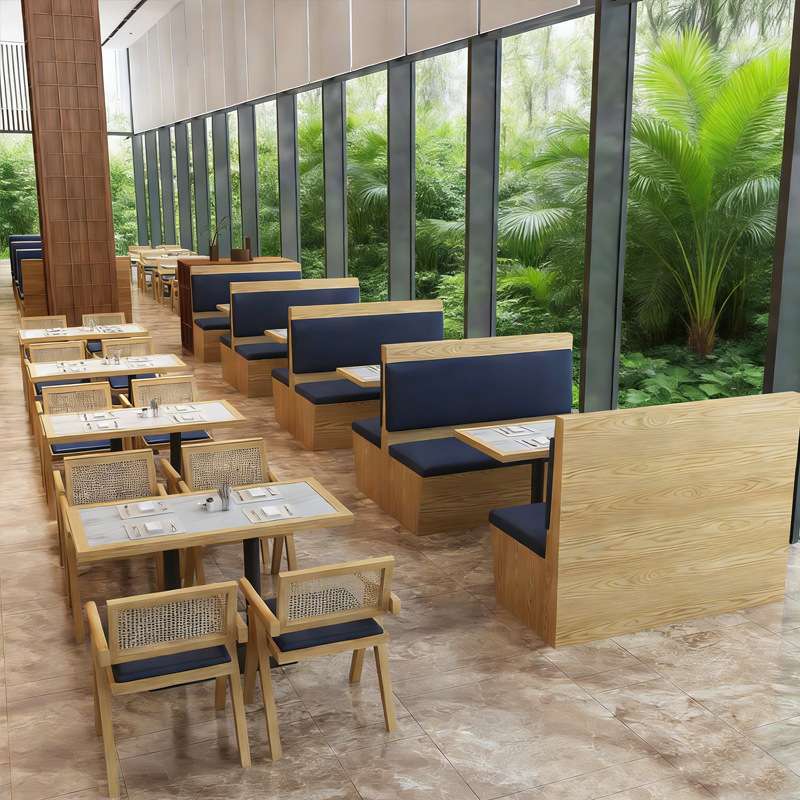 咖啡厅奶茶店扶手桌椅组合音乐餐厅西餐厅料理店靠墙卡座沙发商用