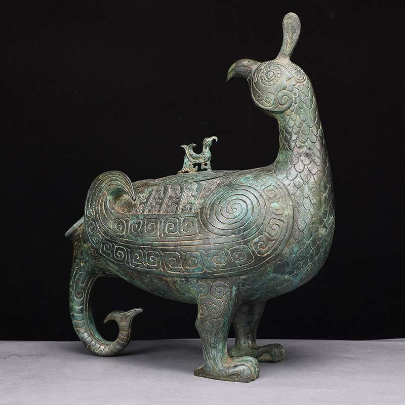 山西晋侯鸟尊~古摆件青铜器酒器纯铜家居工艺品博古架古玩收藏