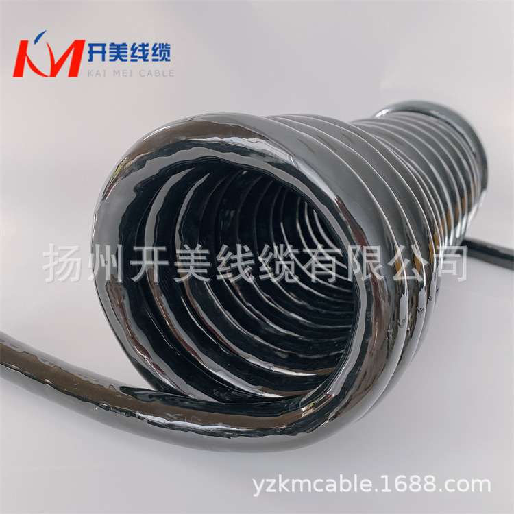 机械舞台弹簧线插头螺旋电缆伸缩电缆线3芯电源线+超六类网线
