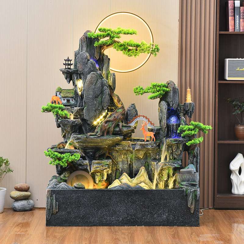假山水景风水轮循环流水落地摆件客厅装饰开业送礼办公室招财鱼缸