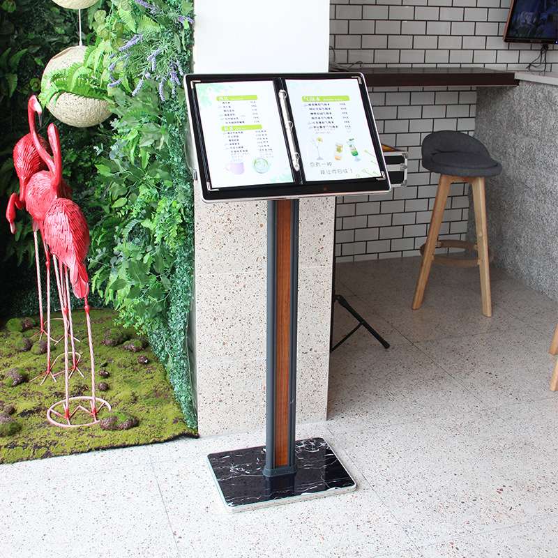 菜单架餐厅菜谱架铝合金活页参数文件公示架资料架门口立式展示牌