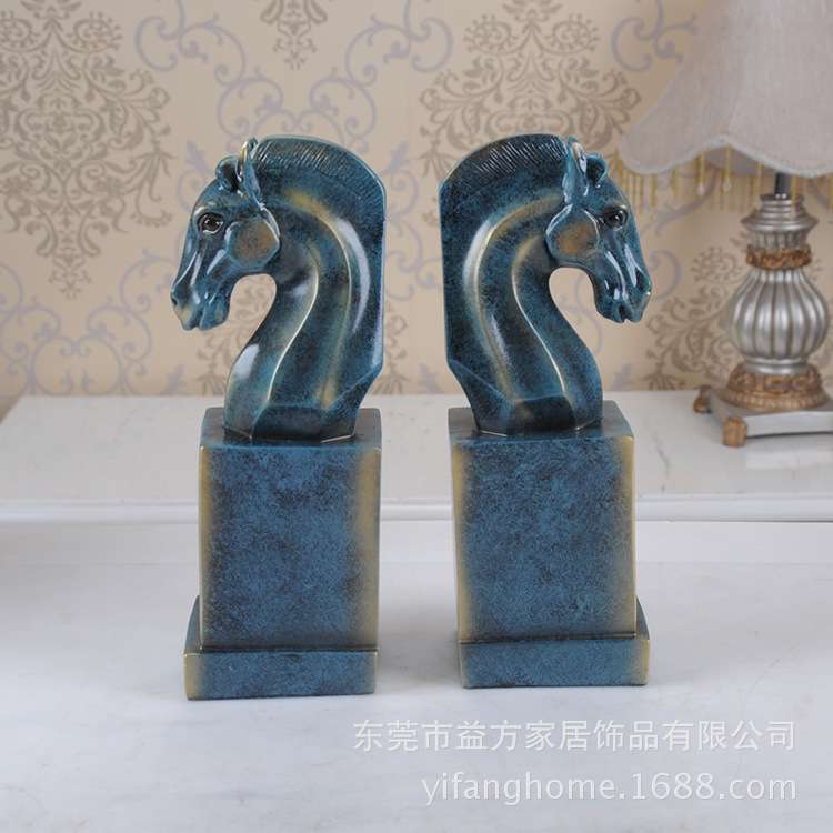 欧式树脂工艺品 创意摆件送礼 马头书靠书挡书立 书房样板房