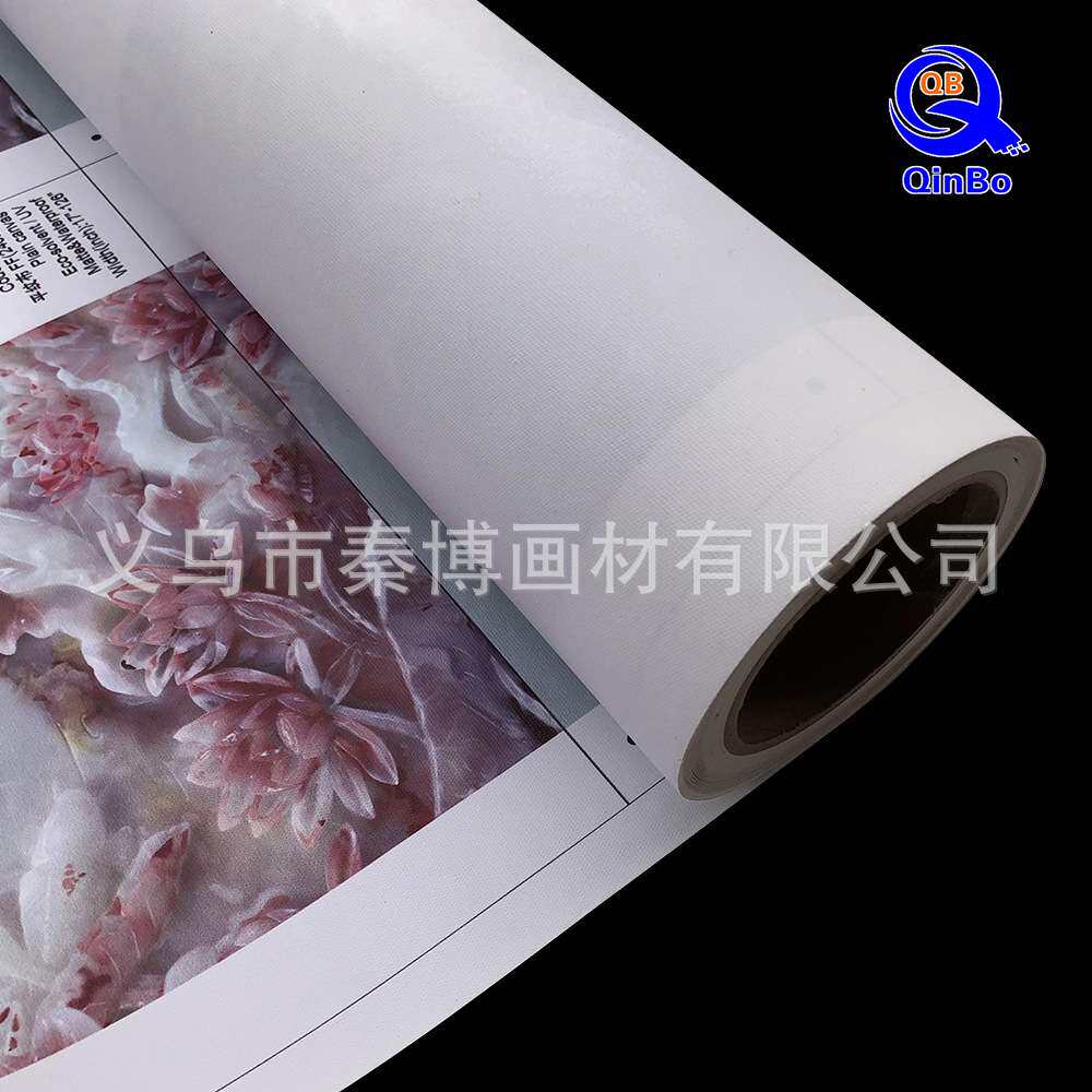 现货供应化纤油画布墙布壁布平纹油画布纤维墙布大宽拼接弱溶剂UV