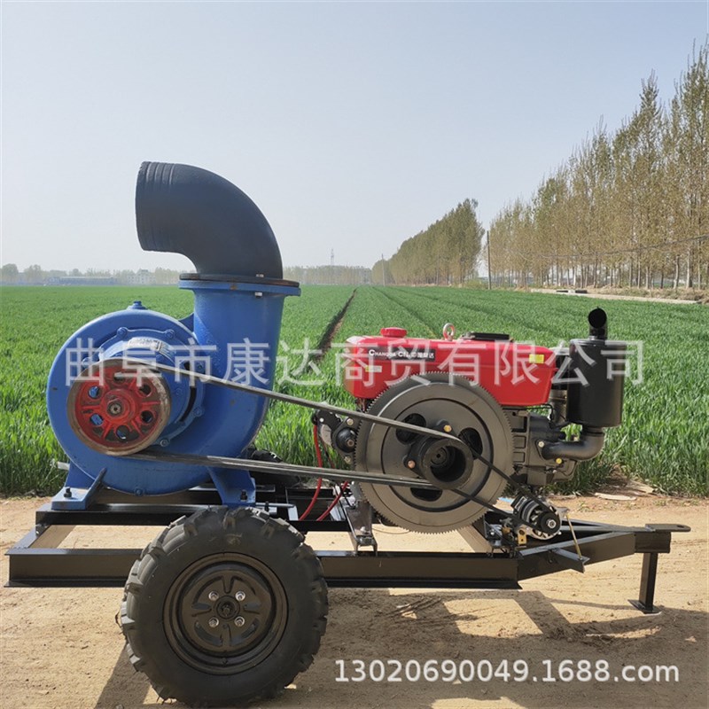 12寸柴油拖车一体机 手推移动式抽B水泵 4寸5寸6寸10寸12寸混流泵