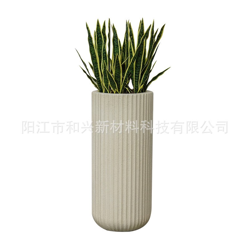 户外水泥罗马柱花瓶n商场客厅绿植盆栽室内大号玻璃钢花盆摆件