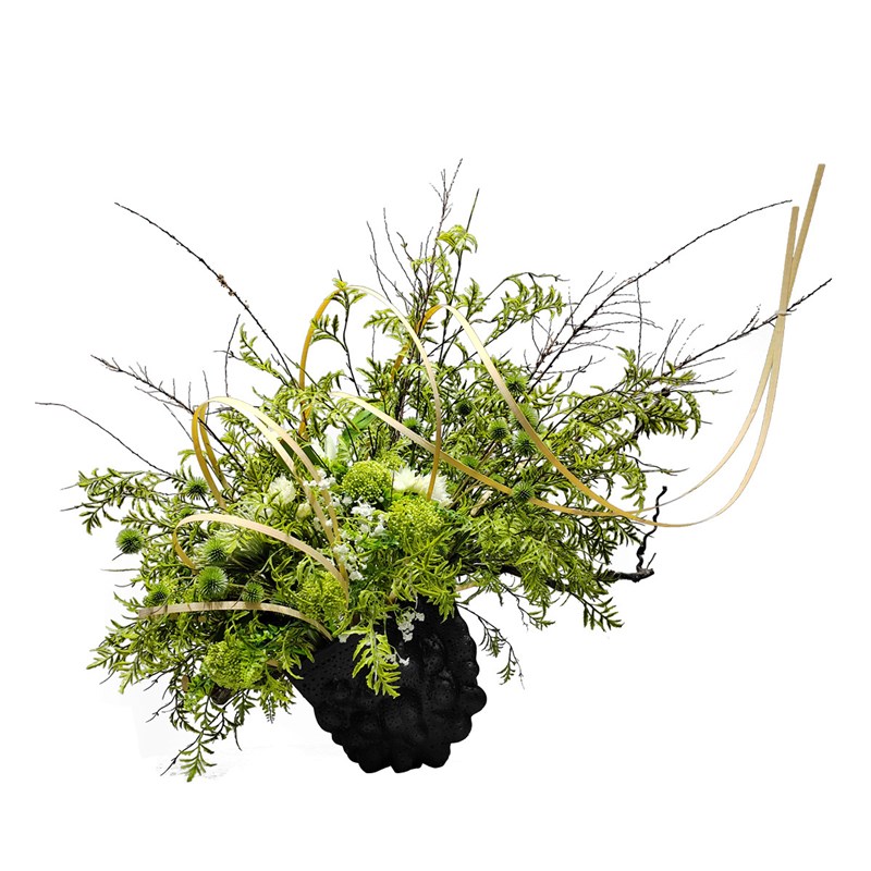 新中式仿真植物竹编整体套装盆景花艺家居装饰P品软装酒店客厅摆