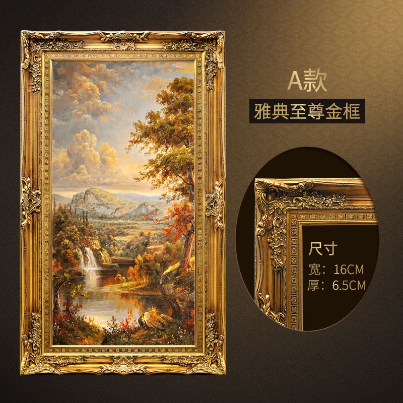 26X8欧式f手绘复古壁画客厅走廊过道竖版大芬油画村装饰画玄关风