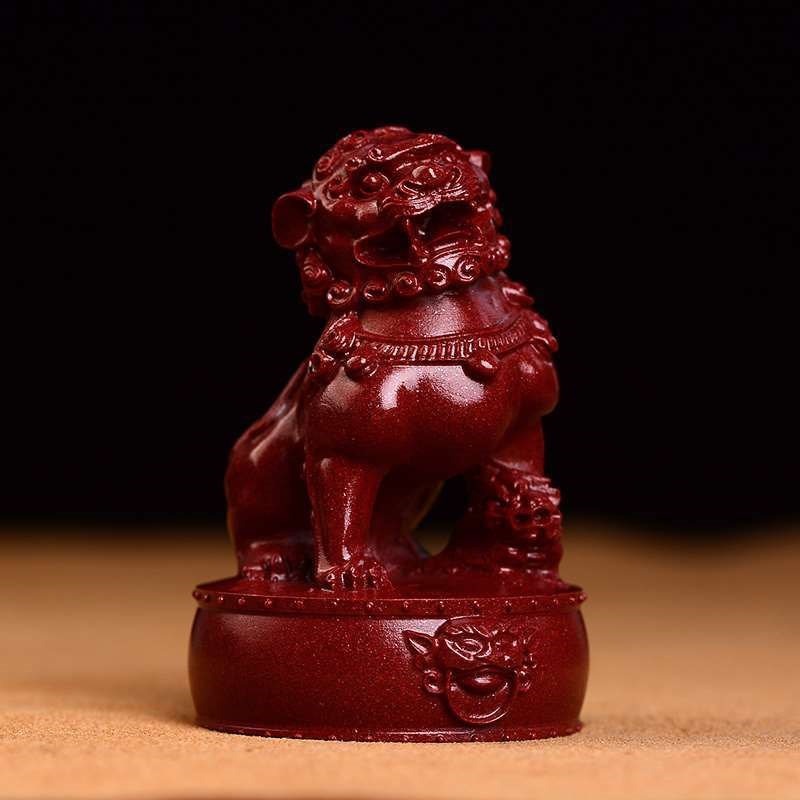 厂供天然朱砂狮子摆件一对醒狮门口阳台窗台Q家居办公室装饰品