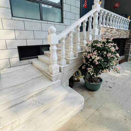 广西白大理石桌面訂製 楼梯栏杆天然石材地板别墅装修