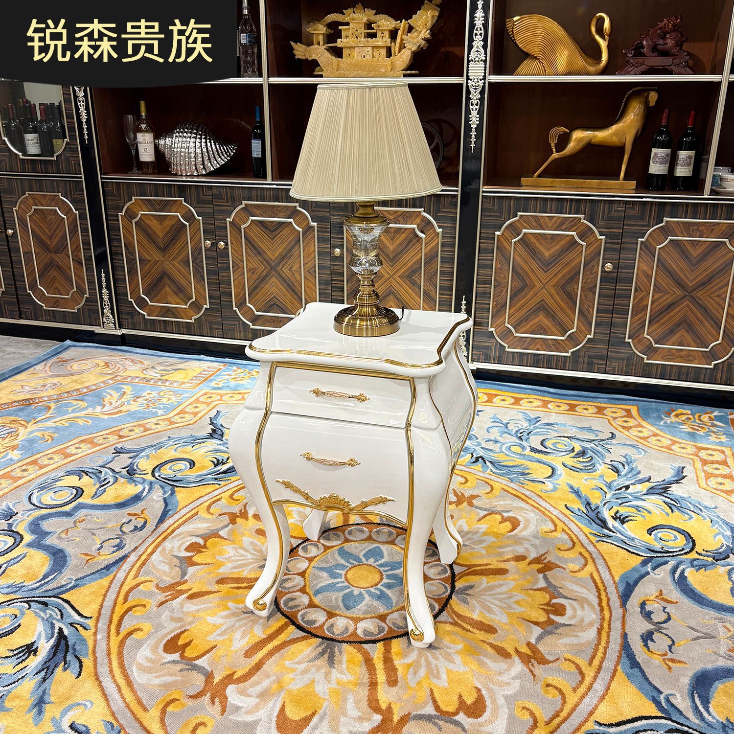 法式床头柜欧式实木床头柜奢华别墅新古典带抽屉卧室迷你储物柜