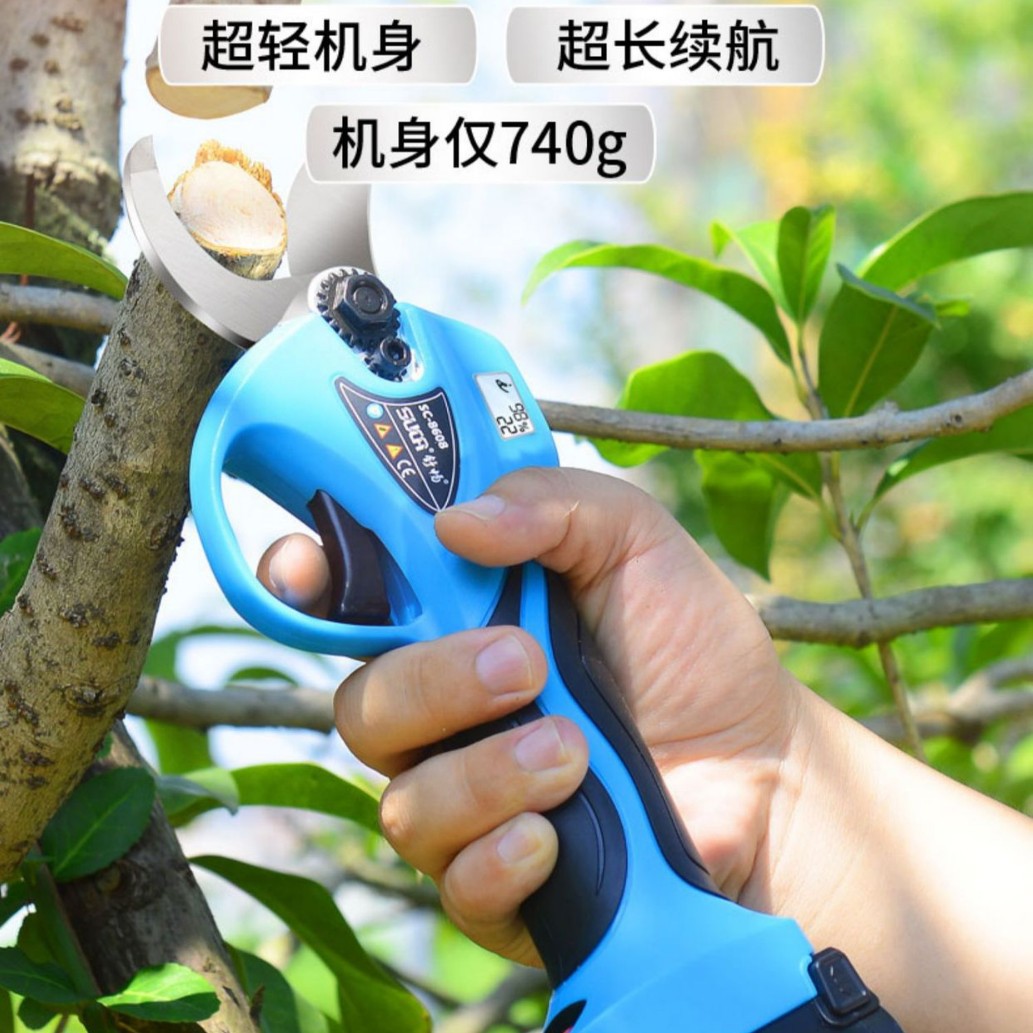 舒畅电动剪刀SC-8608A带数显 果树树枝修枝剪园艺充电电剪3.2公分图片