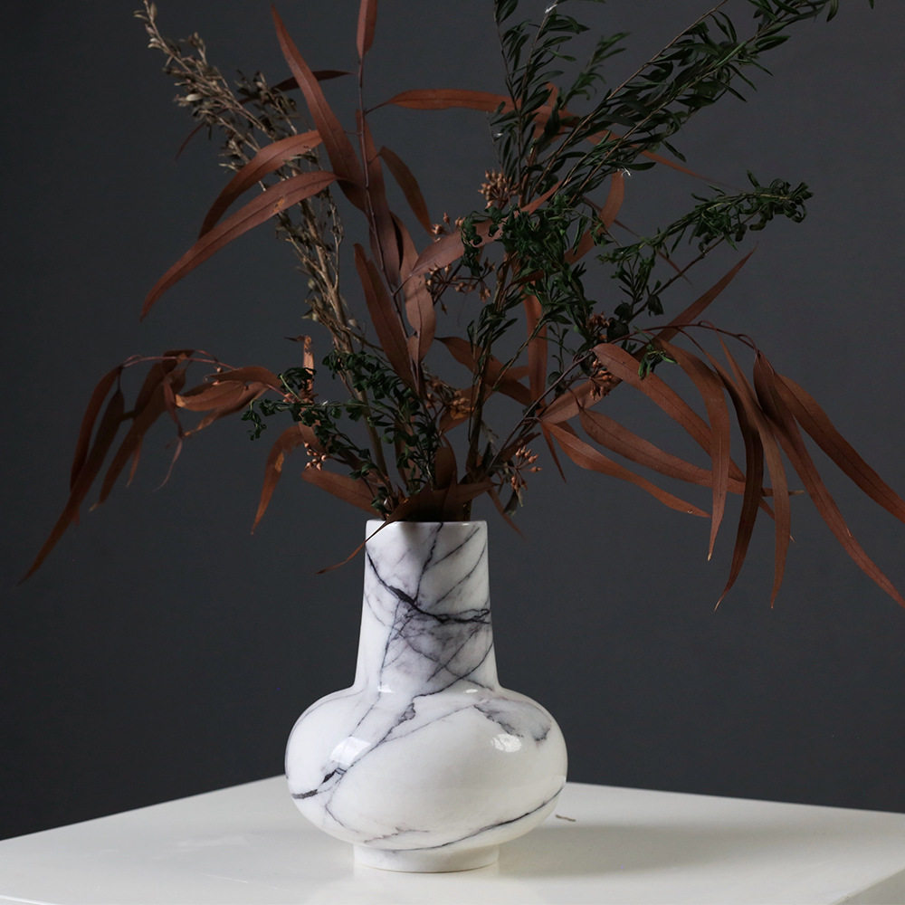 厂家直销轻奢大理石花瓶摆件永生绿植花器家居软装饰品器皿摆设