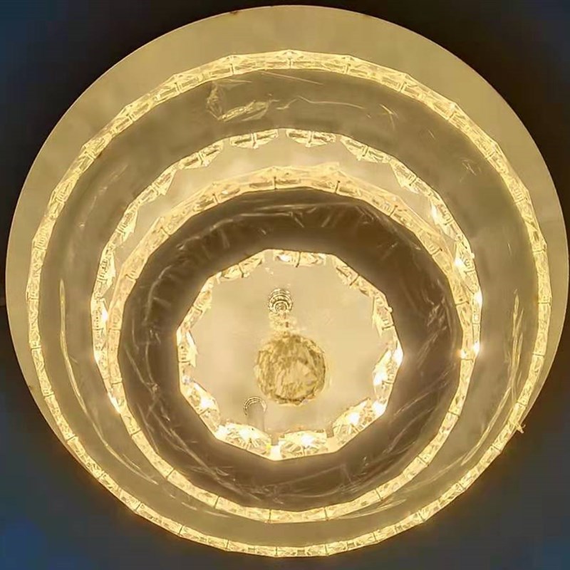不锈钢圆形过道灯简约LtED水晶吸顶灯现代走廊玄关灯入户灯饰