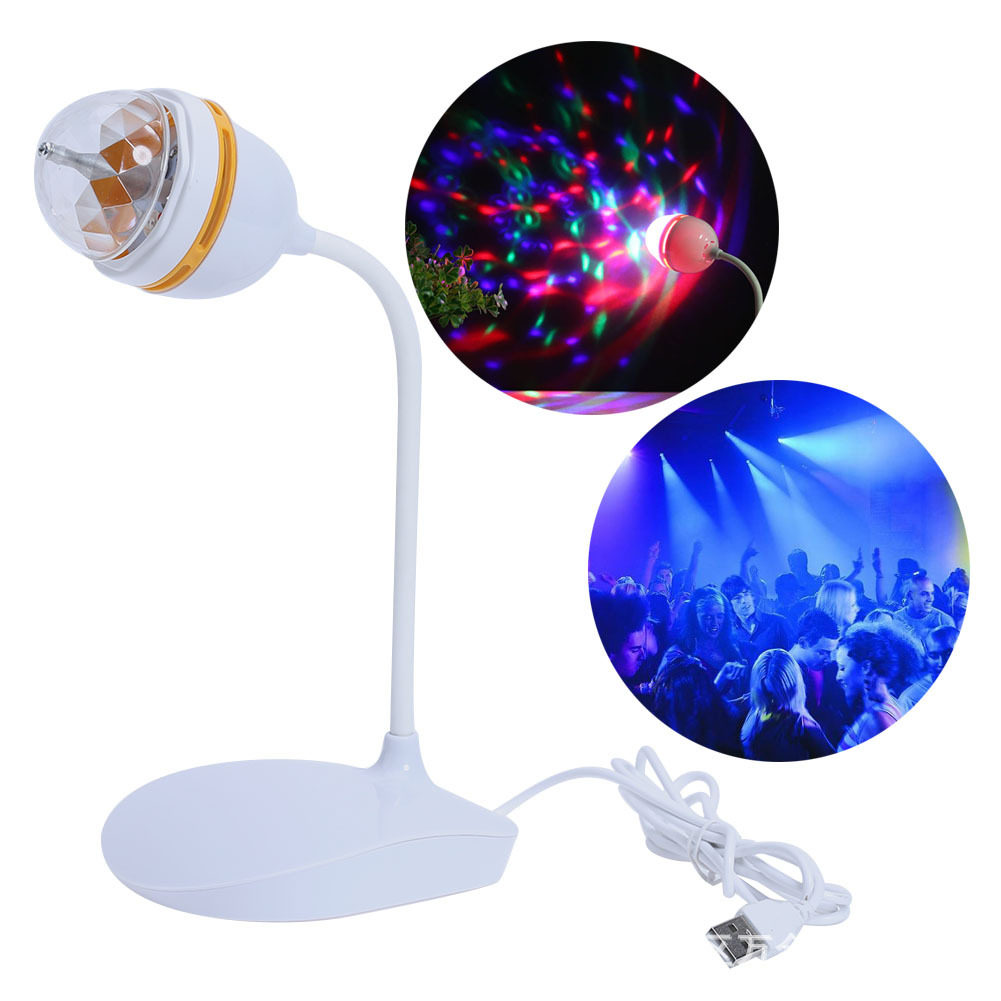 USB便携LED舞台灯摆摊神器夜灯七彩旋转灯泡音响魔球灯