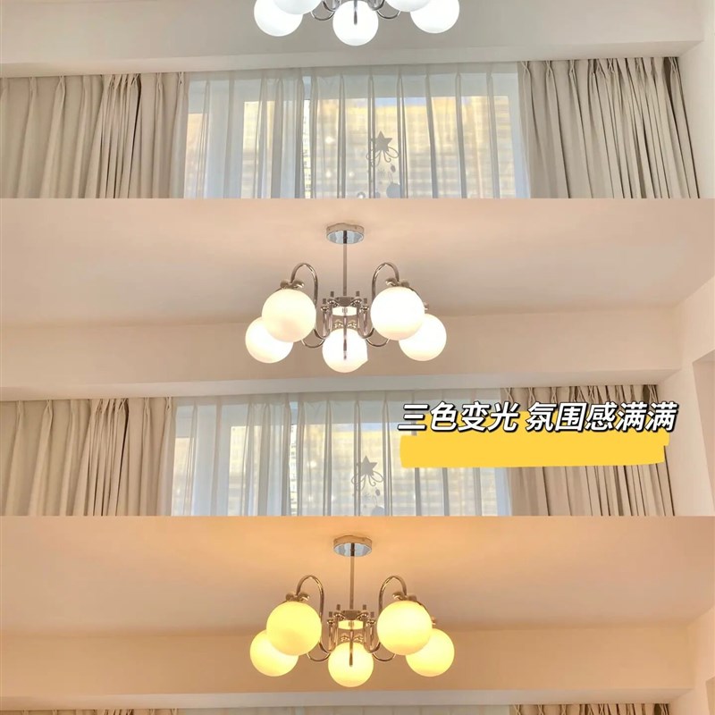 奶油客厅灯轻法式网红创意蝴蝶结吊灯F中古书房灯具北欧房间卧室