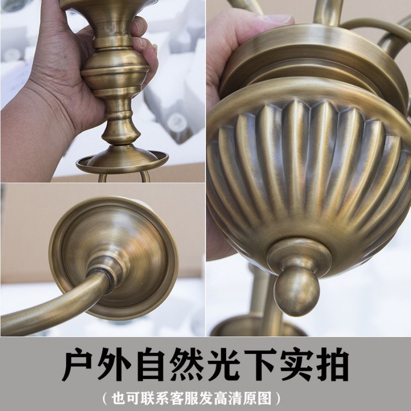 现代美式a轻奢简约客厅卧室灯具欧式田园书房餐厅玻璃灯罩全铜吊