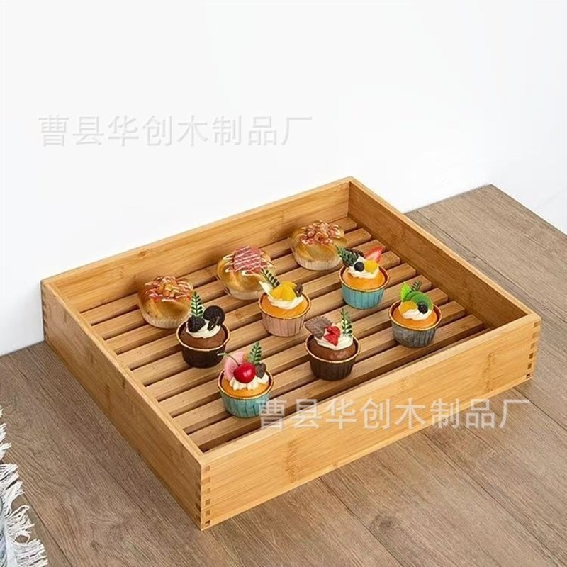 竹木托盘长方形茶盘日式木u质面包木餐盘寿司展示托盘摆摊用木托