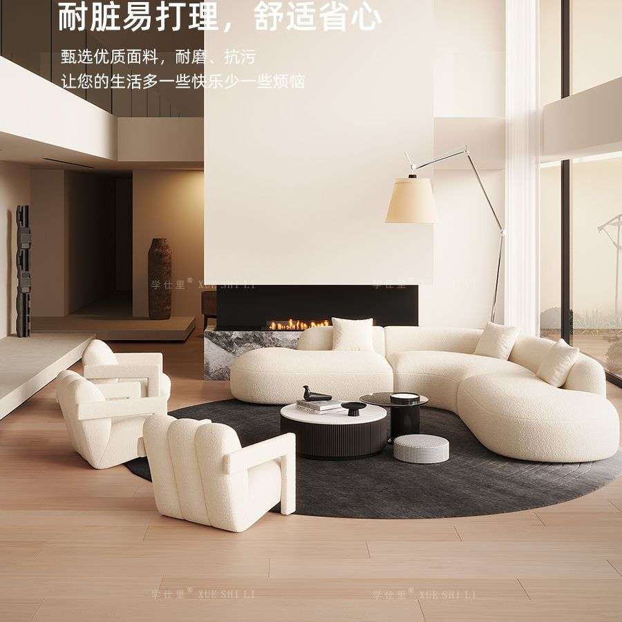 现代简约商务休息区接待客厅办公室酒店网红轻奢L转角7字形沙发